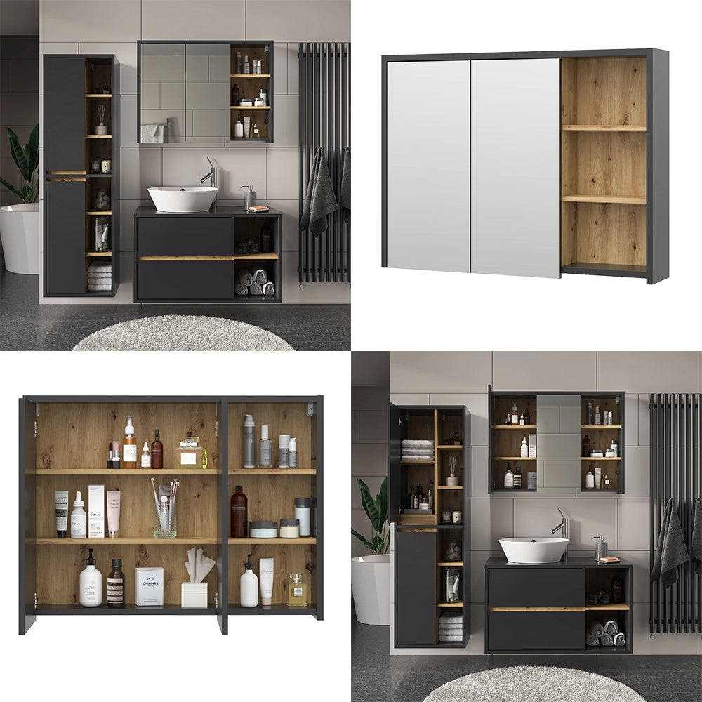 Vicco Specchio contenitore bagno Rovere artigianale 100 x 75 cm