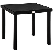 Tavolo da giardino per 4 persone; tavolo da pranzo compatto realizzato in alluminio e plastica nera facile da cura; 80x80x74cm; per arredamento da giardino