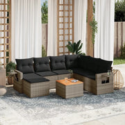 Set Divano da Giardino 8 pz con Cuscini Grigio in Polyrattan
