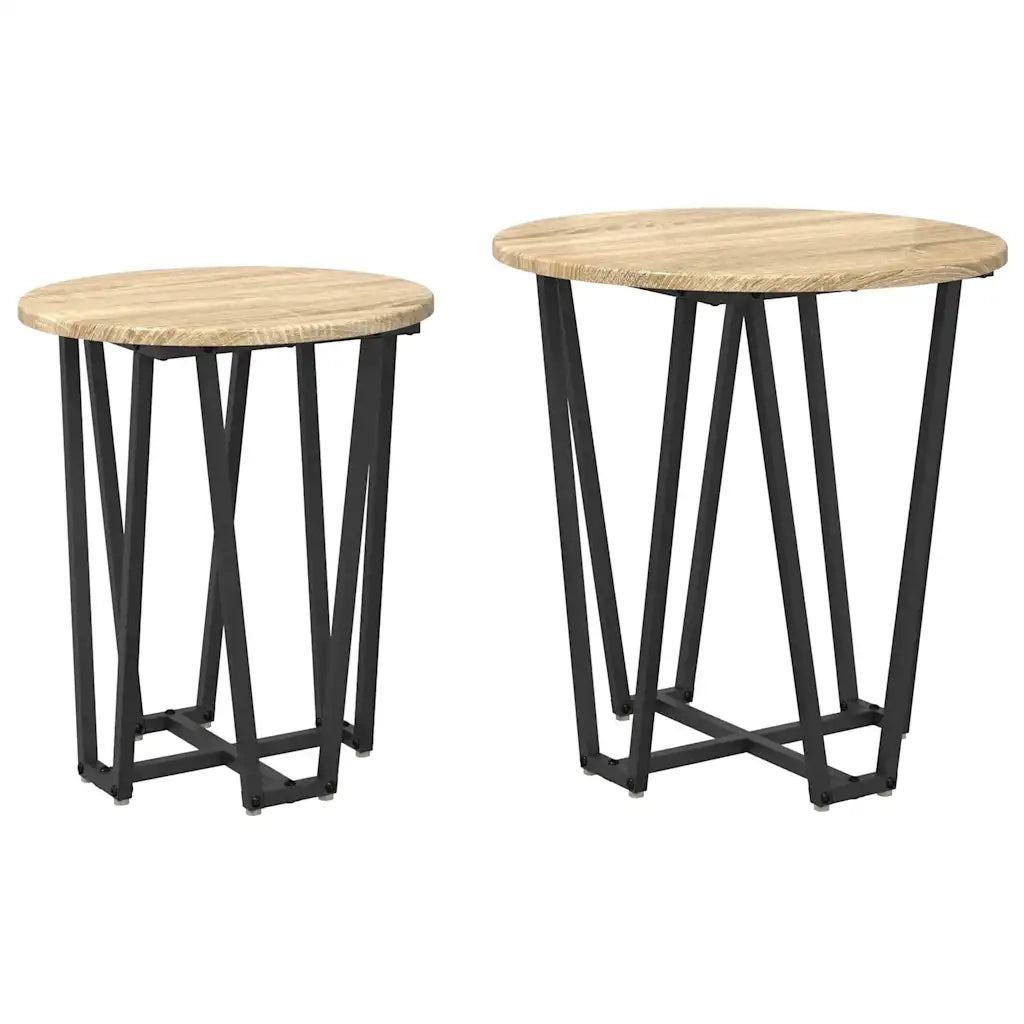 Set tavolini 2 pcs Rovere Sonoma e Nero 869721