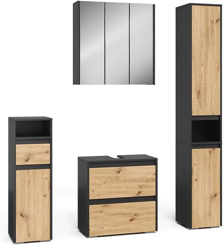 Set di mobili da bagno Majest, Antracite/Artisan, 4 parti