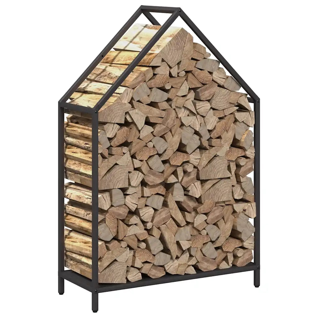 Rastrelliera per Legna da Ardere Nera 60x25x90 cm 864307