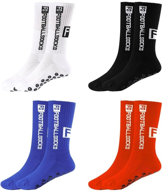 Calzini da Calcio Antiscivolo - 4 Paia Calzini da Sport - Calzini con Grip - Assorbenti di Sudore - Assorbenti di Impatti - Forma Perfetta al Piede