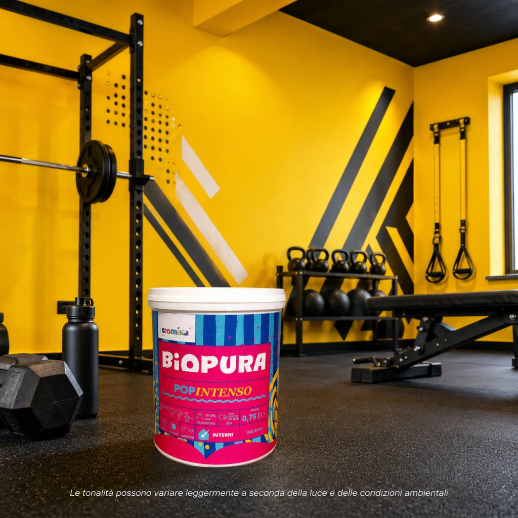 Popintenso palestra e decori interni pittura murale lavabile e coprente cromika *** formato 0,750 lt, colore- limone ...