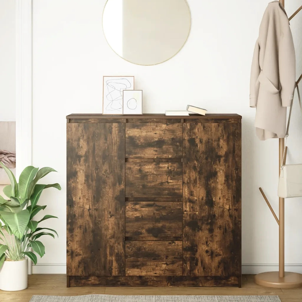 Credenza con Cassetti-Buffet-Armadio da cucina Rovere Fumo 100,5x35x98,5cm in Truciolato