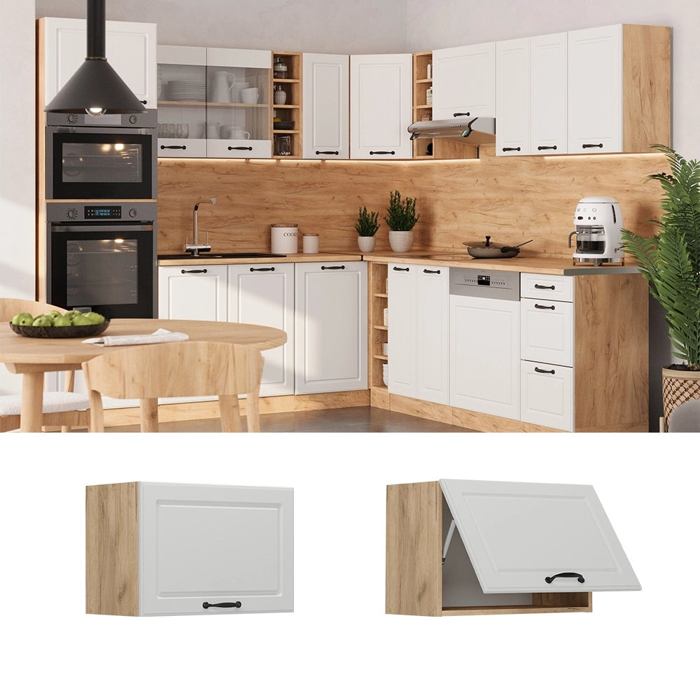 Pensile da cucina R-Line Bianco rustico/Rovere dorato 60 cm Piatto Vicco