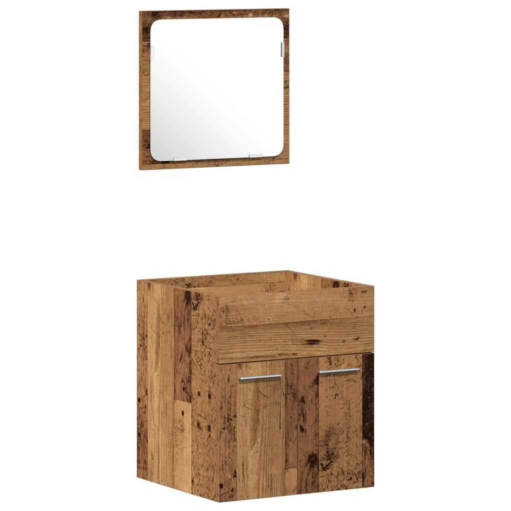 Set di mobili per bagno 4 pezzi - Legno antico in legno ingegnerizzato