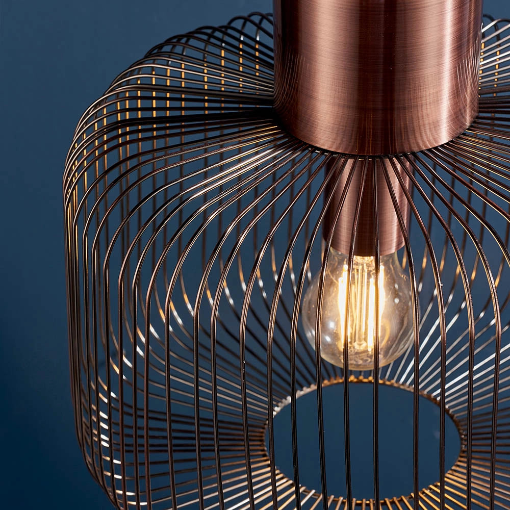 Lampada a sospensione retro rame antico E27 Nicola Endon