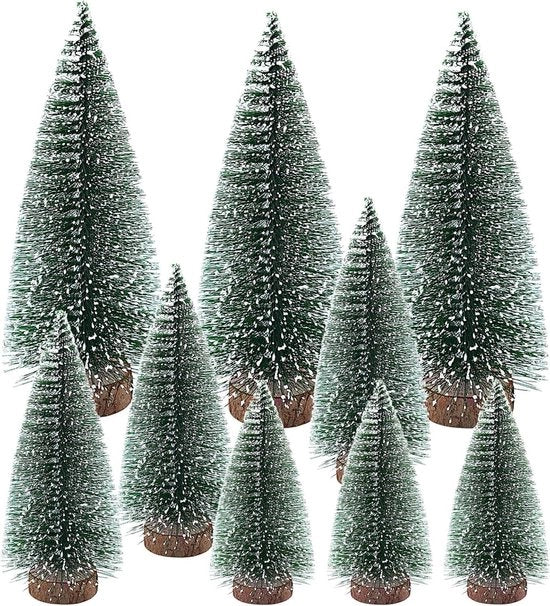 9 pezzi mini albero di Natale in cedro - artefatto con base in legno - tavolo con piccolo albero di Natale - decorazioni invernali per Natale (10cm/15cm/20cm)