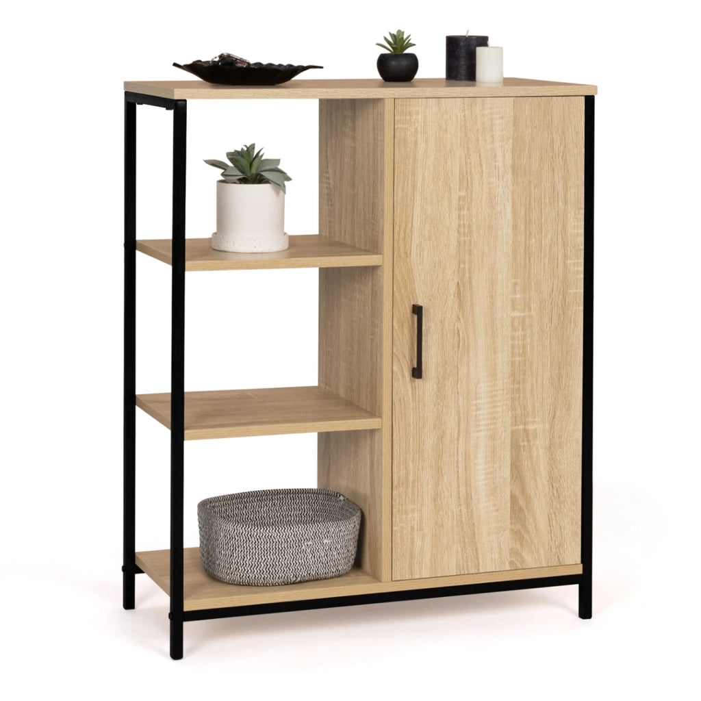 IDMarket - Credenza con 3 ripiani e armadietto, design industriale DETROIT