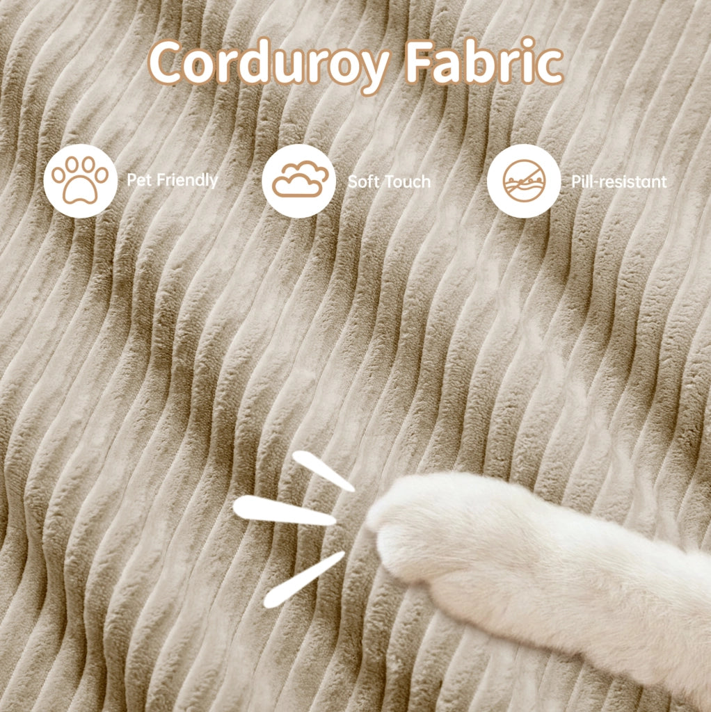 Divano angolare 4 posti sfoderabile in schiuma ad alta elasticità 32D con chaise longue e braccioli larghi, beige