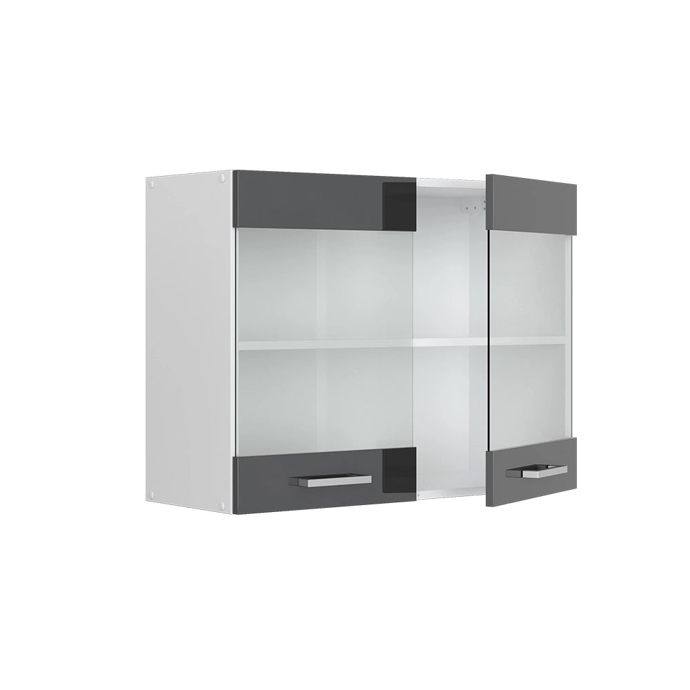 Vicco Pensile universale Antracite lucido 80 cm con ante in vetro