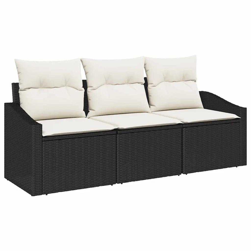 Set Divano da Giardino 3 pcs Nero e Bianco polyrattan 3355246
