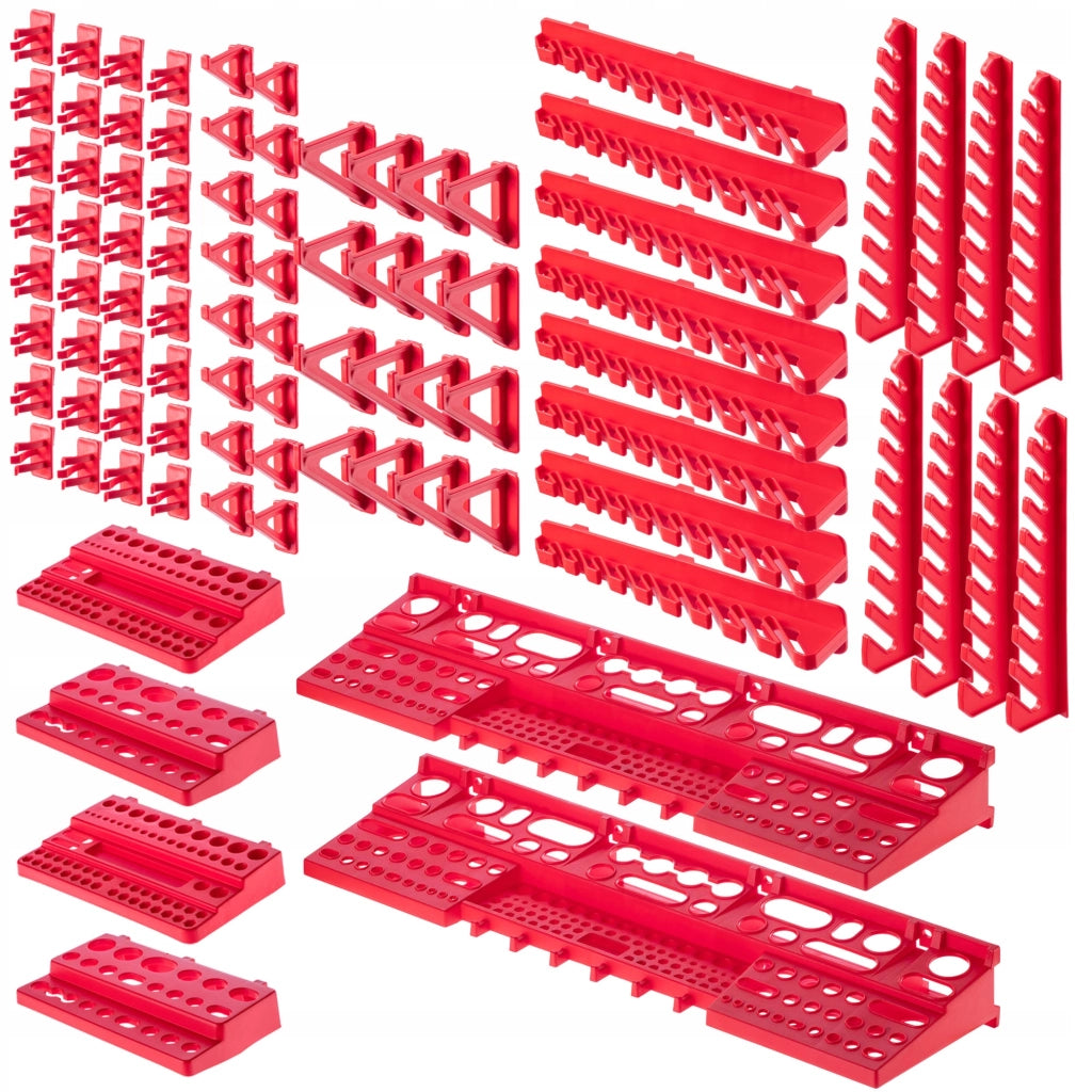 Pannello portautensili KADAX da parete per officina, 232x78 cm, 46 scomparti, 80 supporti, garage.