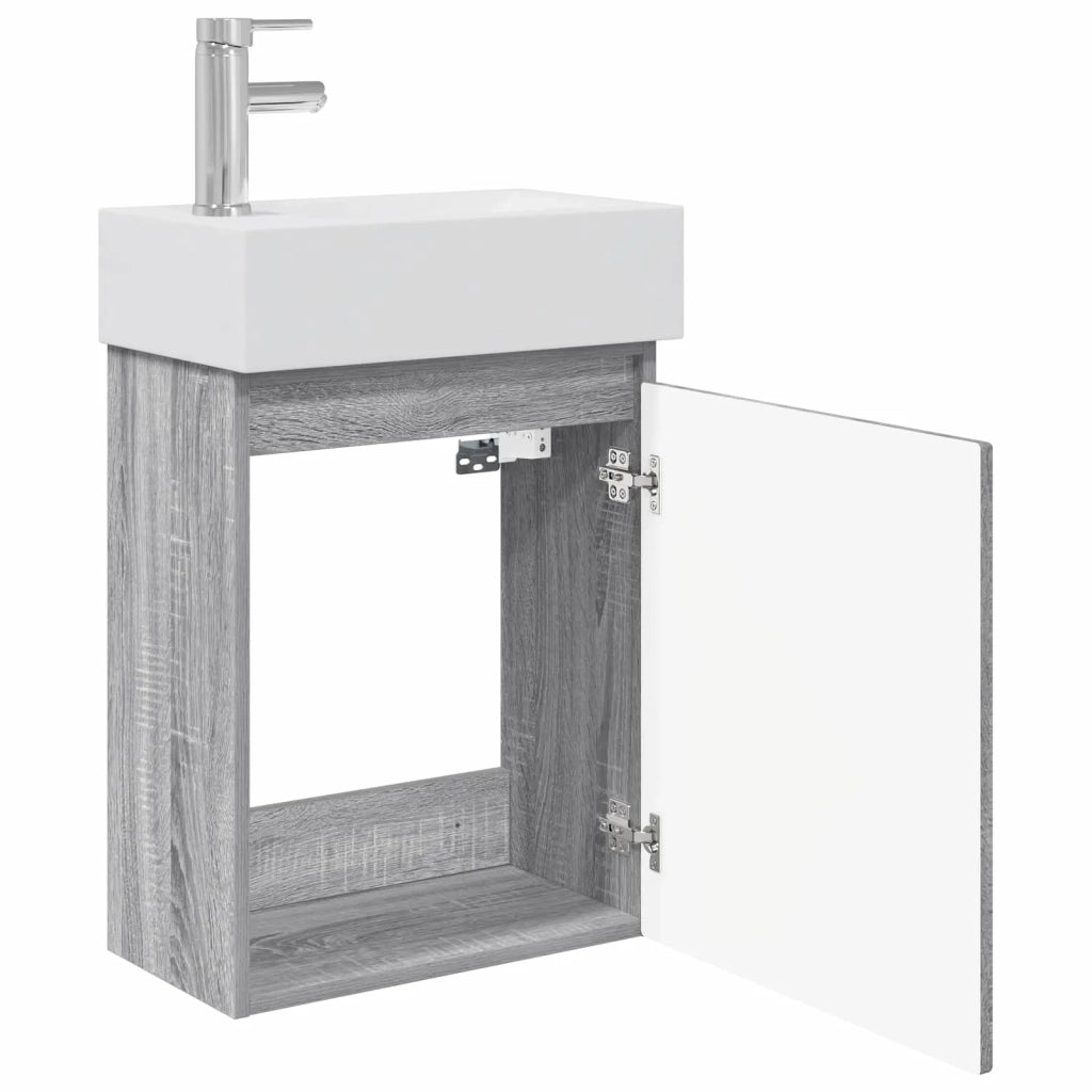 Mobile bagno con rubinetto Sonoma grigio 45,5 x 25,5 x 84 cm 889487