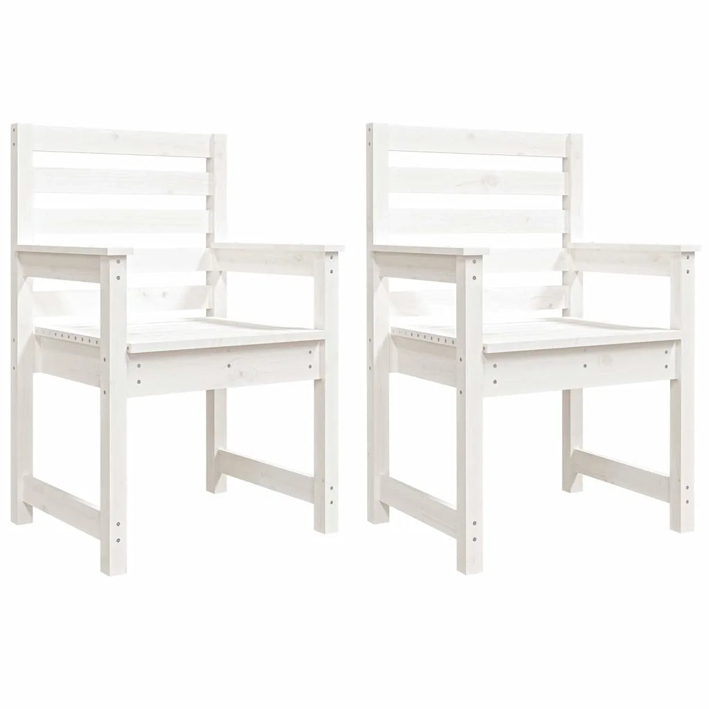 Sedie da Giardino 2pz Bianche 60x48x91cm Legno Massello di Pino 824054