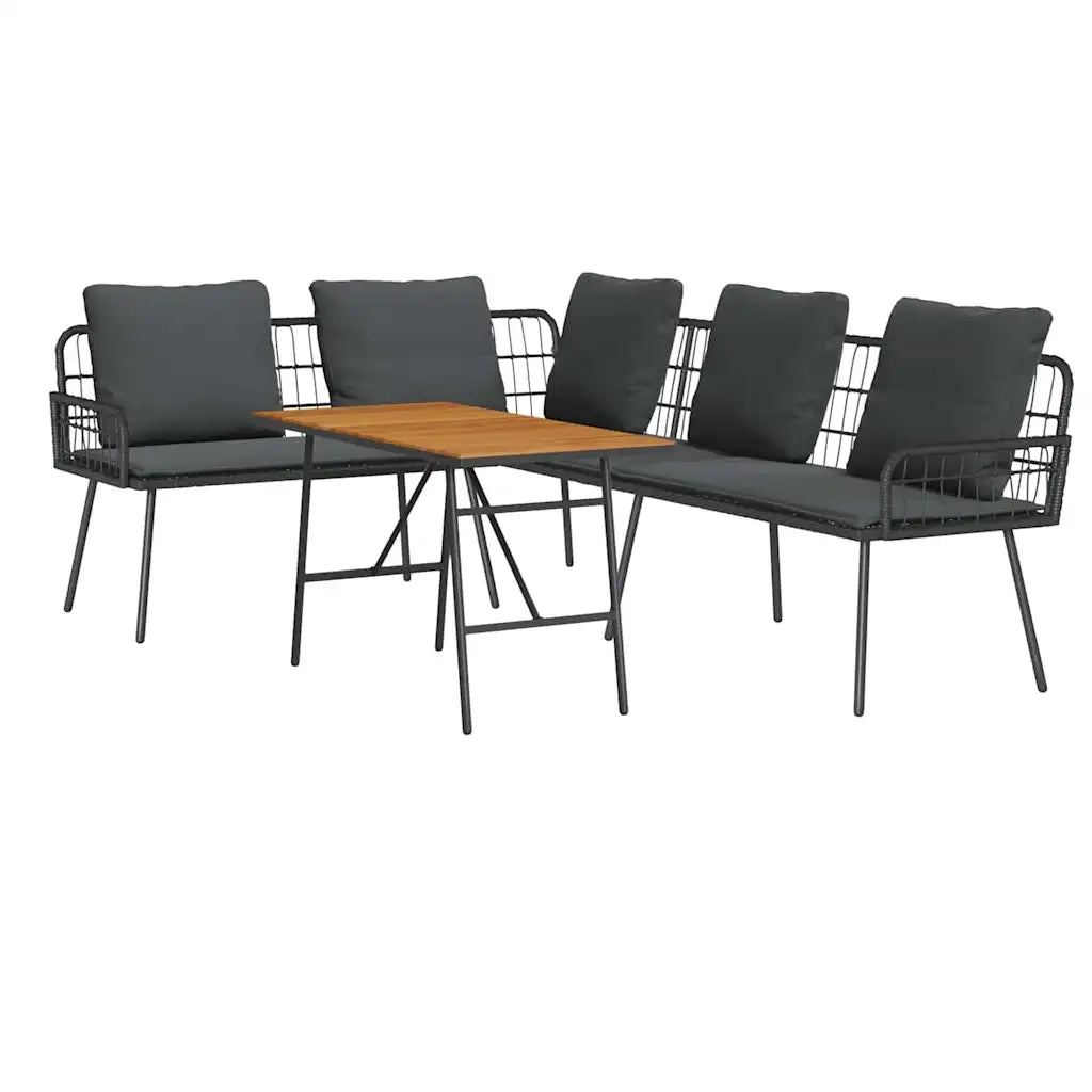 Set Divano da Giardino 2 pz | Set Salotto da Giardino Nero polyrattan
