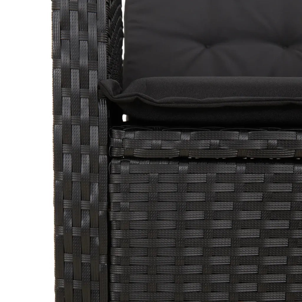 Set da Pranzo da Giardino 7 pz Nero con Cuscini in Polyrattan 3212251