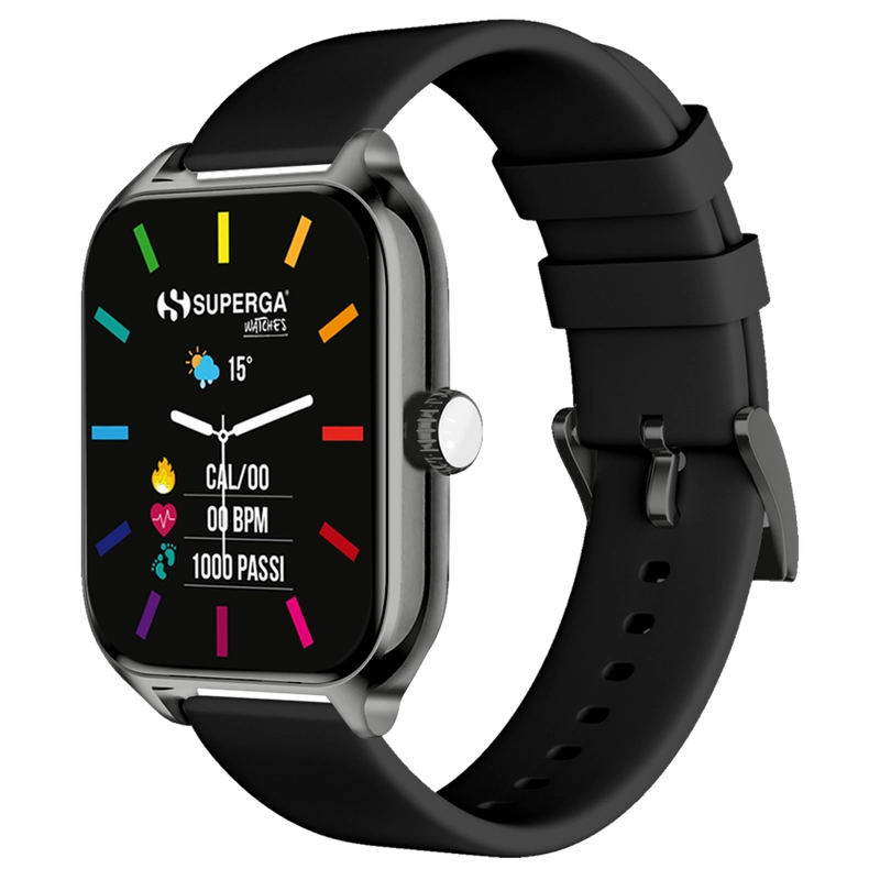 Smartwatch superga alluminio black quadrata silicone black swt-stc004