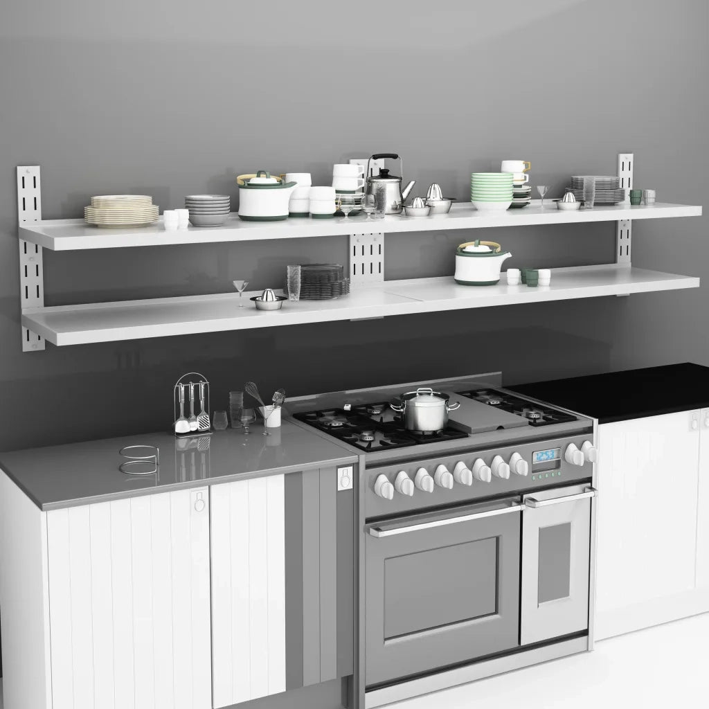 2 pz Mensole | Ripiano | Scaffale Galleggianti a 2 Livelli in Acciaio Inox 300x30 cm