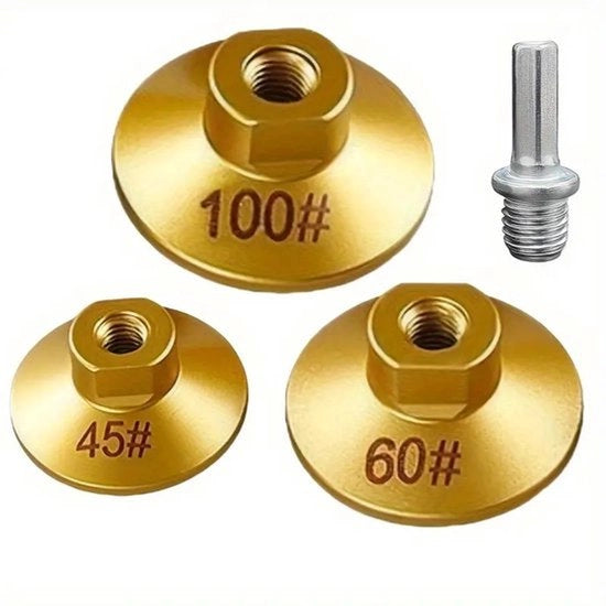 Set di 3 puntoni diamantati. Adatto per l'uso con adattatori M14. Duraturo e preciso, attrezzo elettrico per lisciatura, set di lisciatura per piano di lavoro, set per la lavorazione del marmo, diverse teste di diamante.