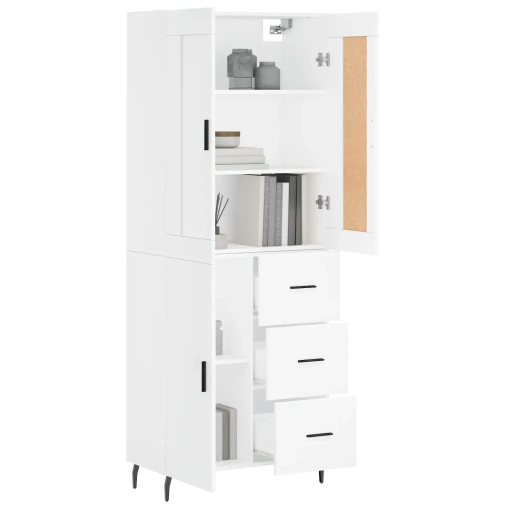 Credenza-Buffet-Armadio da cucina Bianca 69,5x34x180 cm in Legno Multistrato 804378
