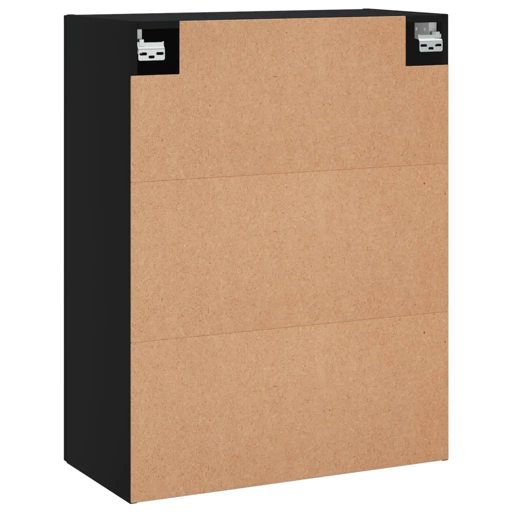 Elegante mobiletto a parete con ampio spazio contenitivo 69,5 x 34 x 90 cm realizzato in legno composito nero 02_0048597