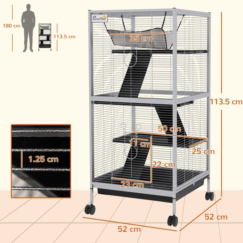 Gabbia per Porcellini d'India e Cincill¨¤ in Acciaio con 3 Piani ¨C Zephmum ¨C Grigio Chiaro