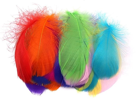 Decorazioni per Feste - Set di 100 Stuks - Piume di Pappagallo - Piume per Decorazioni - Decorazioni per Feste - Lavori di Arte Fai da Te - Mix di Colori - 7-12 cm - Piume per Decorazioni