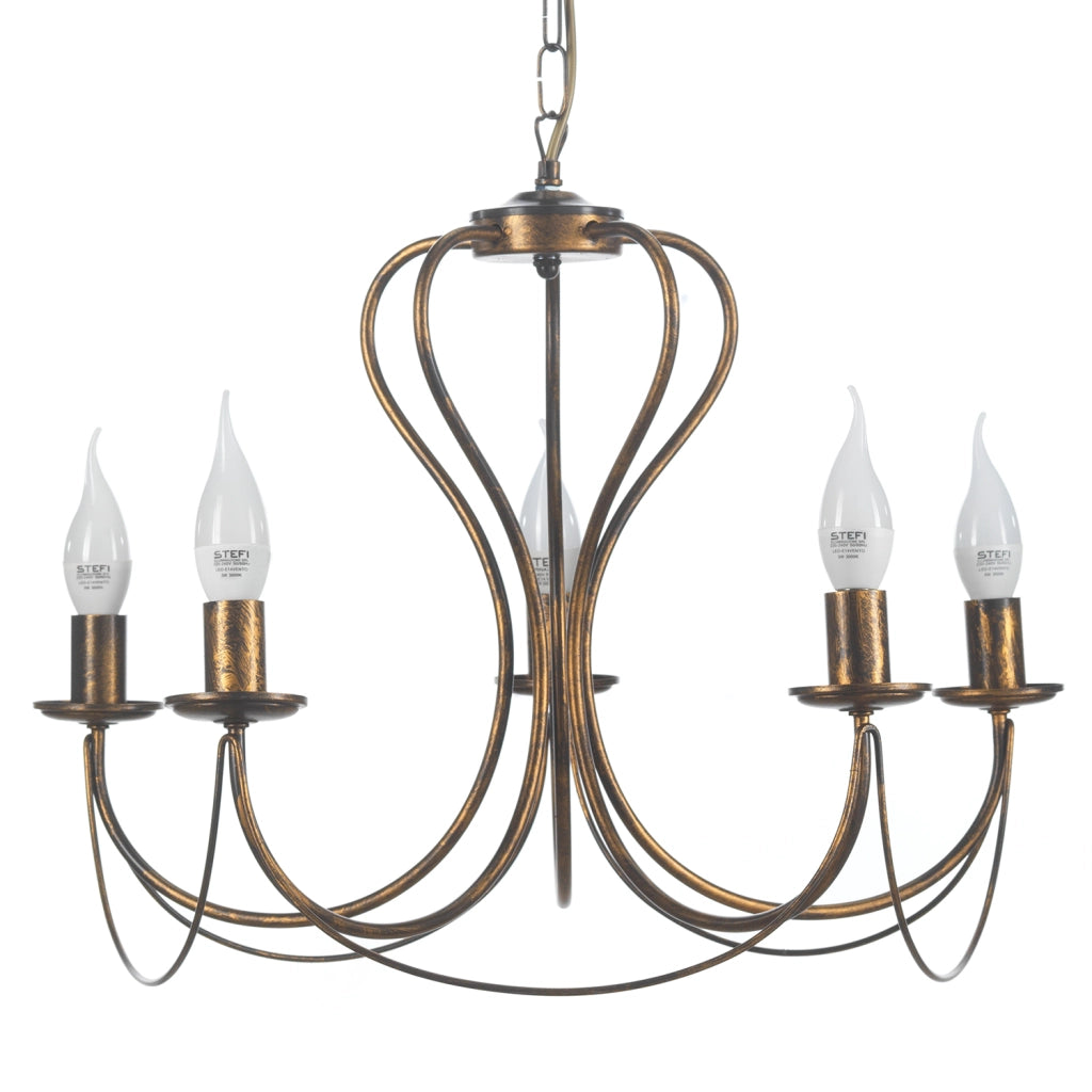 Lampadario 5 luci Candela bronzo