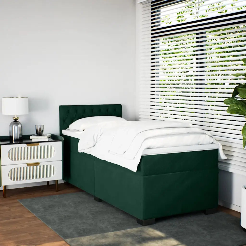 Giroletto a Molle con Materasso Verde Scuro 90x200 cm Velluto 3286219