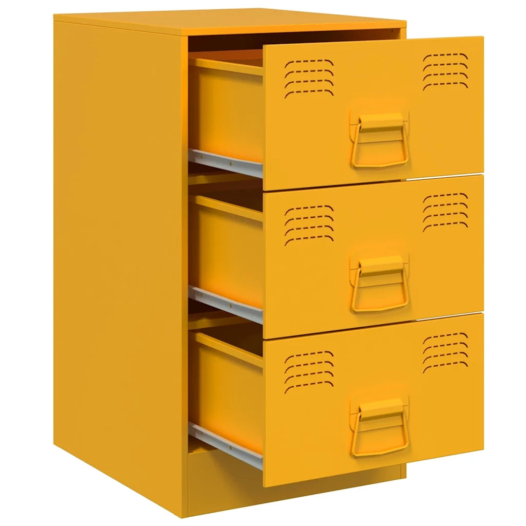 Comodini 2 pz Giallo Senape 34,5x39x62 cm in Acciaio 841782