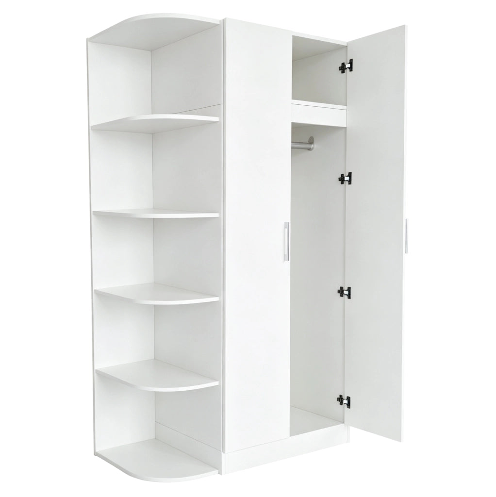 Armadio a 2 ante con ripiani e cassetti 90 x 55 x 170 cm in MDF bianco