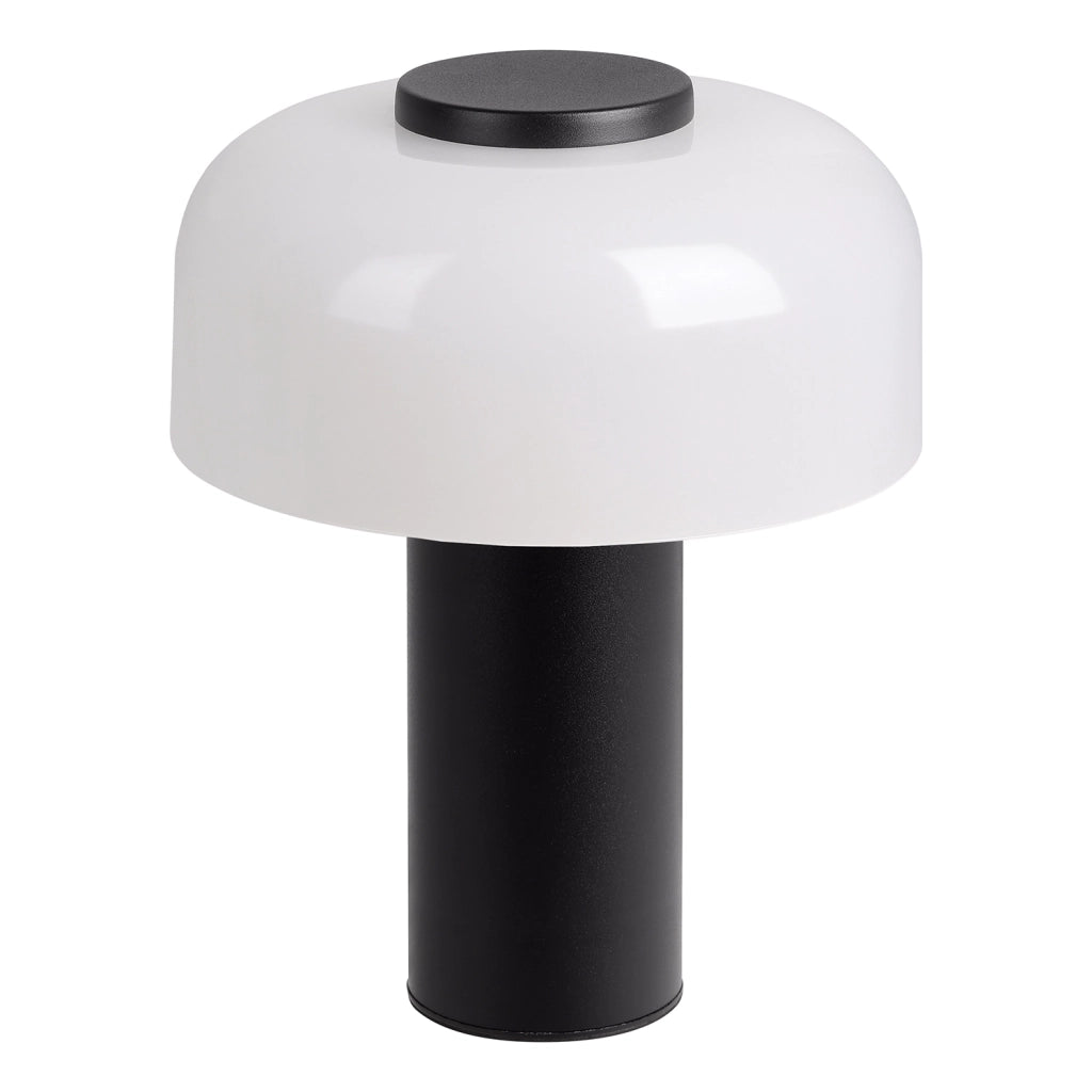 Lampade Da Tavolo Esterno Contemporaneo Ponente Acciaio Nero Vetro Bianco Led