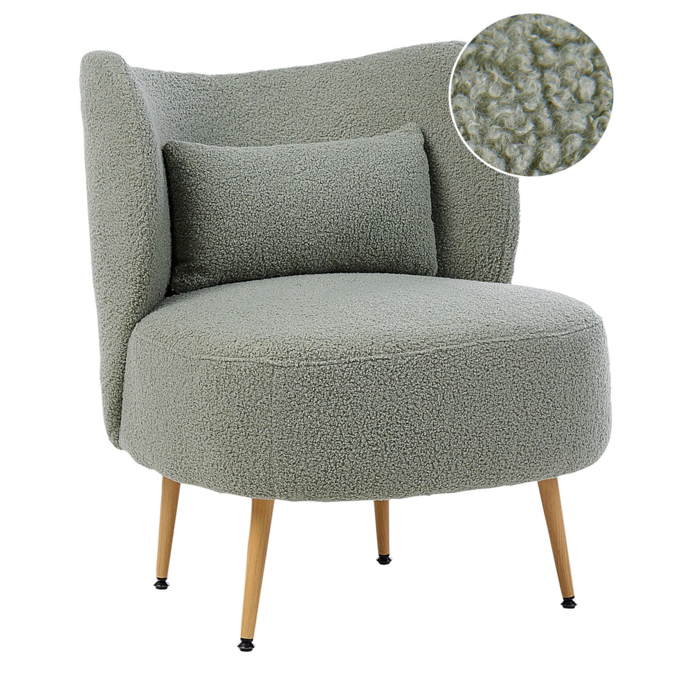 Poltrona da salotto con schienale curvo  boucle verde stile glam elegante soggiorno