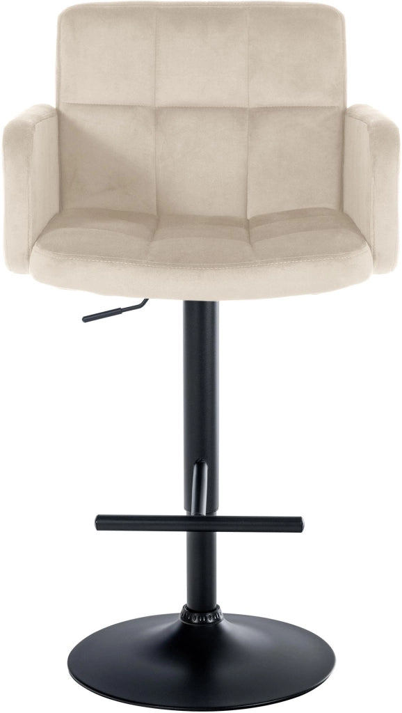Set di 2 sgabelli da bar Los Angeles in velluto crema,nero