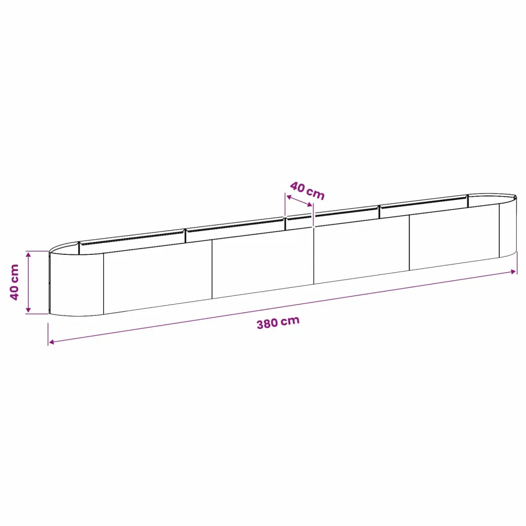 Letto rialzato da giardino Acciaio Corten 380 x 40 x 40 cm 8011739