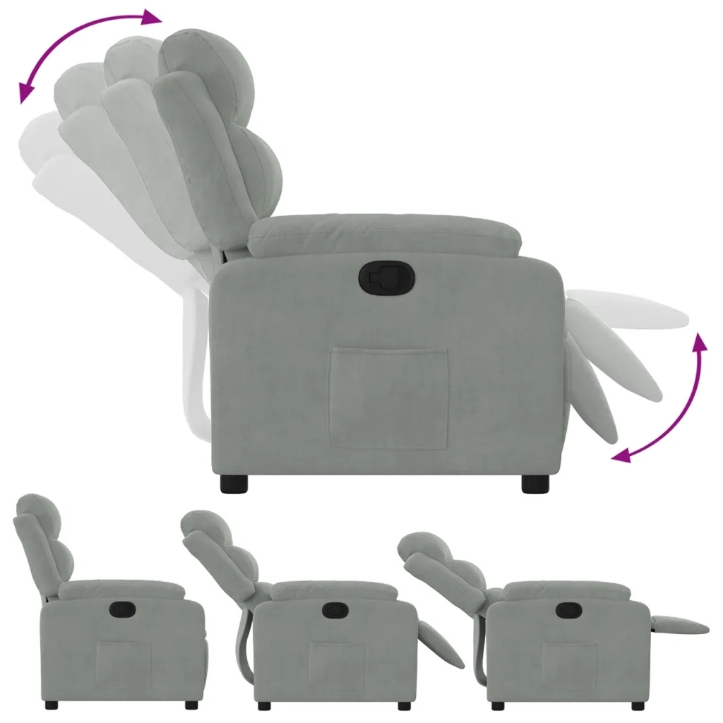 Poltrona Reclinabile Grigio Chiaro in Velluto 373500