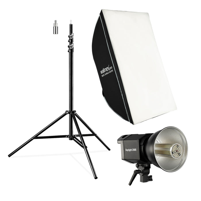 Set per studio fotografico Luce LED da 35 W, softbox da 90 x 60 cm, stativo per luci max 256 cm, temperatura di colore 5000 K, per fotografia