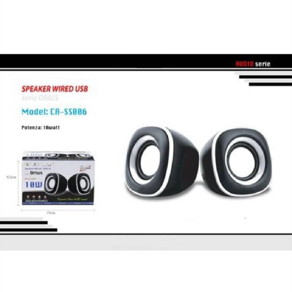 Trade Shop - Coppia Casse Speaker Wired 10w Altoparlanti Maxtech Ca-ss006 Pc Attacco Usb Aux -