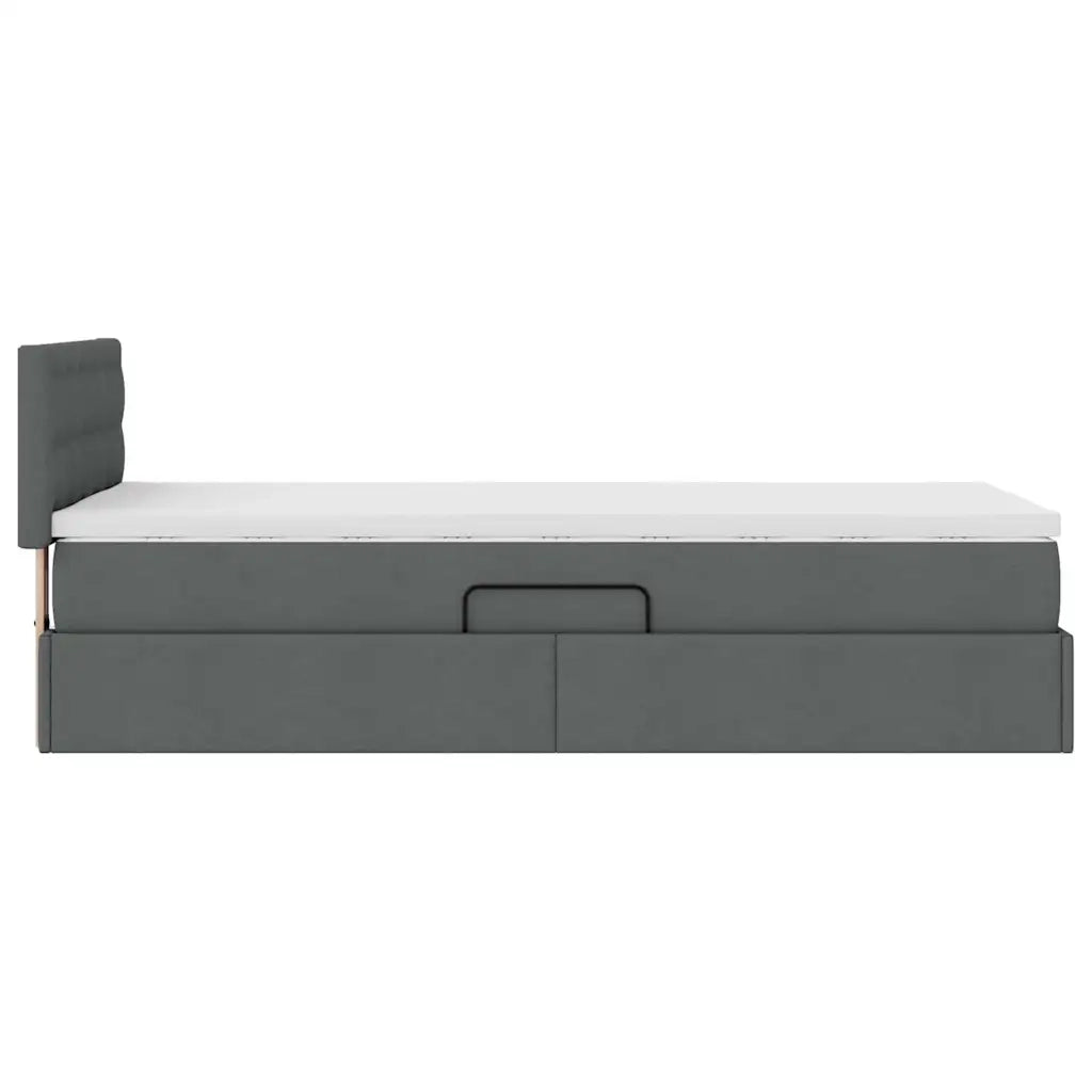 Letto con contenitore e materasso Grigio scuro 90 x 190 cm