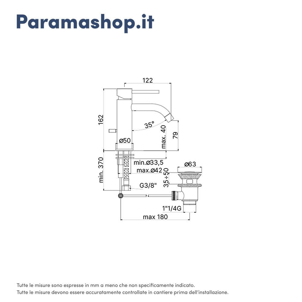 Paffoni miscelatore lavabo con scarico cromato mod. Light