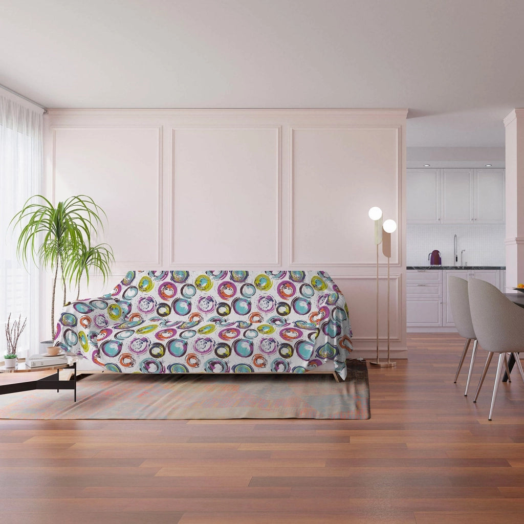 Telo Arredo Copritutto 270x260 cm Copridivano in Microfibra Cerchi Astratti