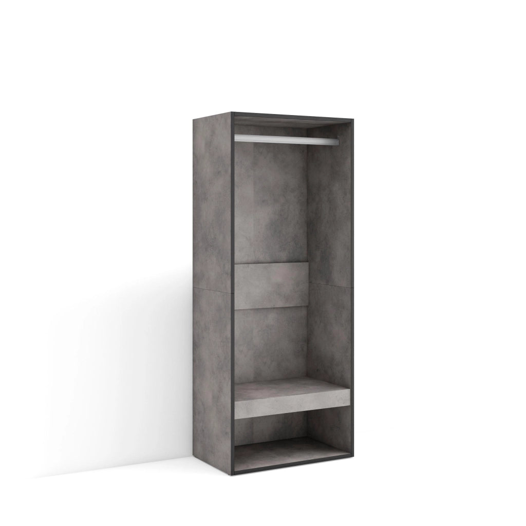 Armadio Aperto, 60x35x145cm, Camera da letto, Vestiti, scarpe, grigio cemento RF3488