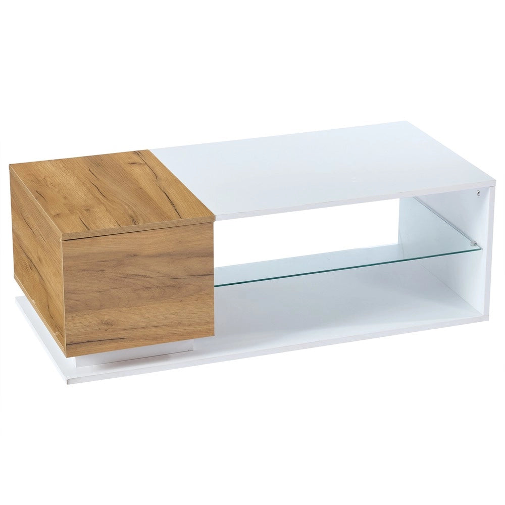Tavolino da Caff¨¨ con LED e Vano Contenitore ¨C MINIMAL ¨C Lucido, 105x50x36 cm