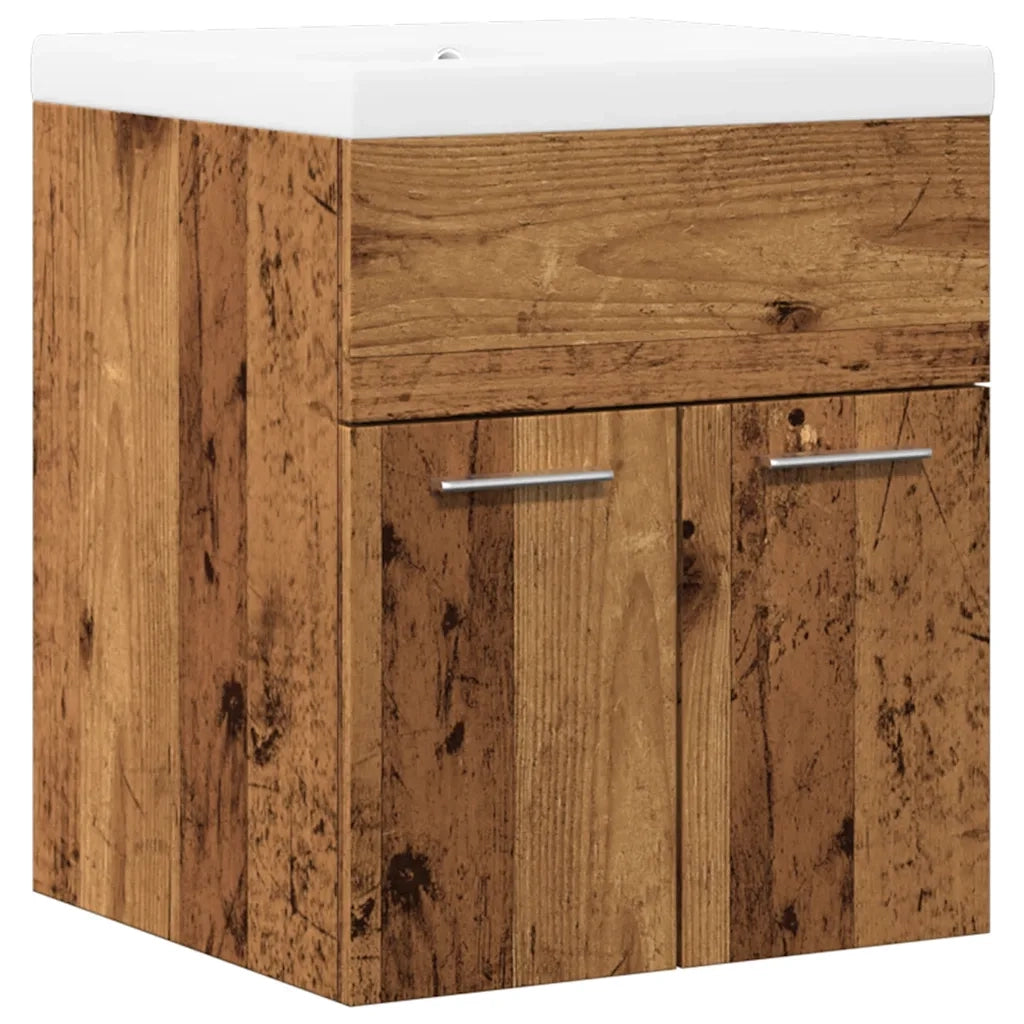 Set Mobili da Bagno 2 pz Legno Antico in Legno Multistrato