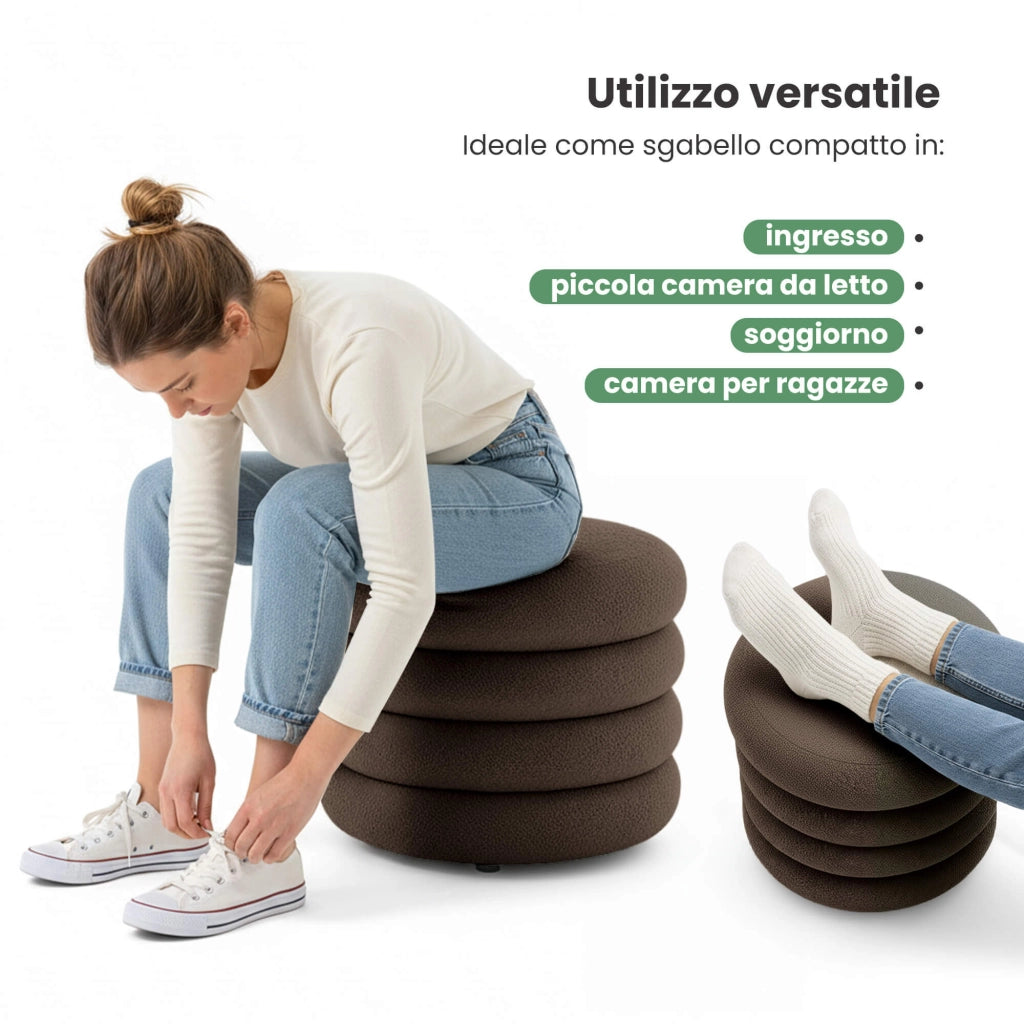 Pouf contenitore cilindrico in tessuto teddy 55 cm MOLLIS Bronzo