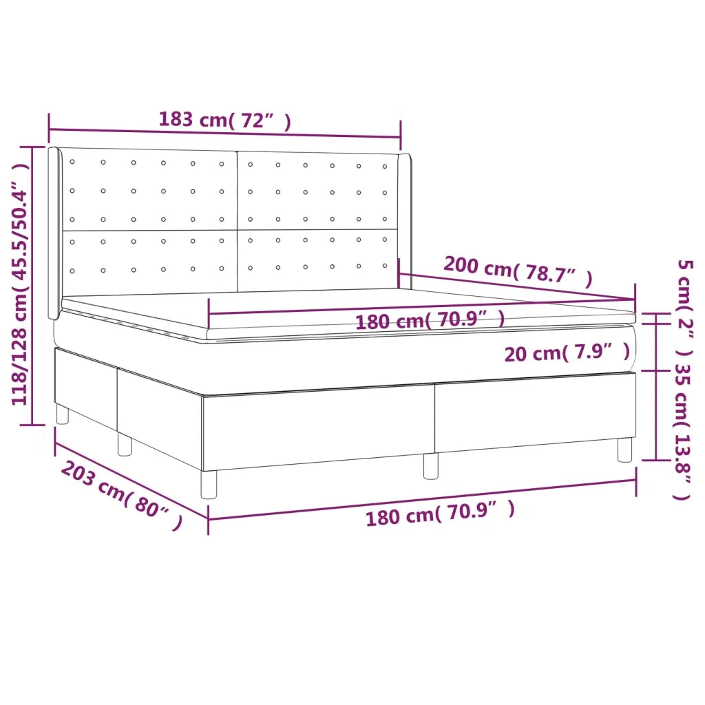 Giroletto a Molle con Materasso Tortora 180x200 cm in Tessuto 3132333
