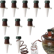 Sistema di irrigazione automatico per piante - Dispensatore di acqua per 10 pezzi - Sistema di gocciolamento - Sistema di irrigazione - Piante da appartamento - Piante da giardino - Materiale in plastica/ceramica