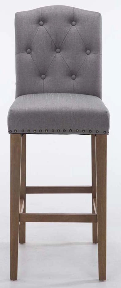 Set 2 Sgabelli Bar Louise in Tessuto grigio chiaro,antico chiaro